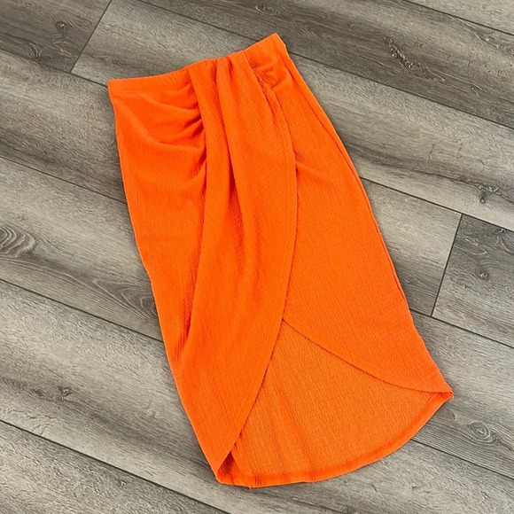 SHEIN orange faux wrap skirt size 0XL - Picture 2 of 4